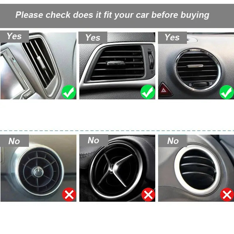 10-pack car AC vent decorative U-shaped strips; Simples Market, universal fit, silver metal-look trim