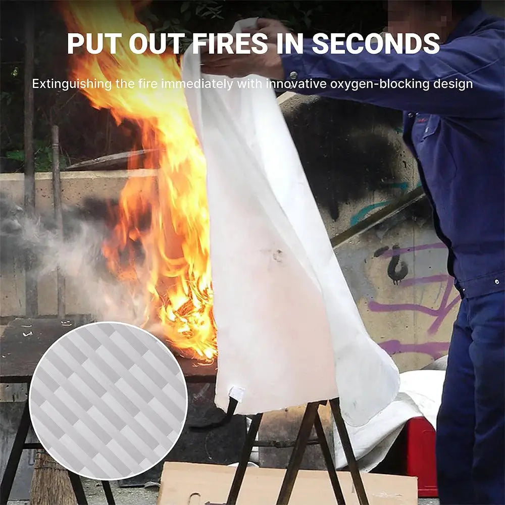 Portable Emergency Fire Blanket for Quick Fire Suppression, Fireproof Safety Cover for Kitchen, Car, Camping