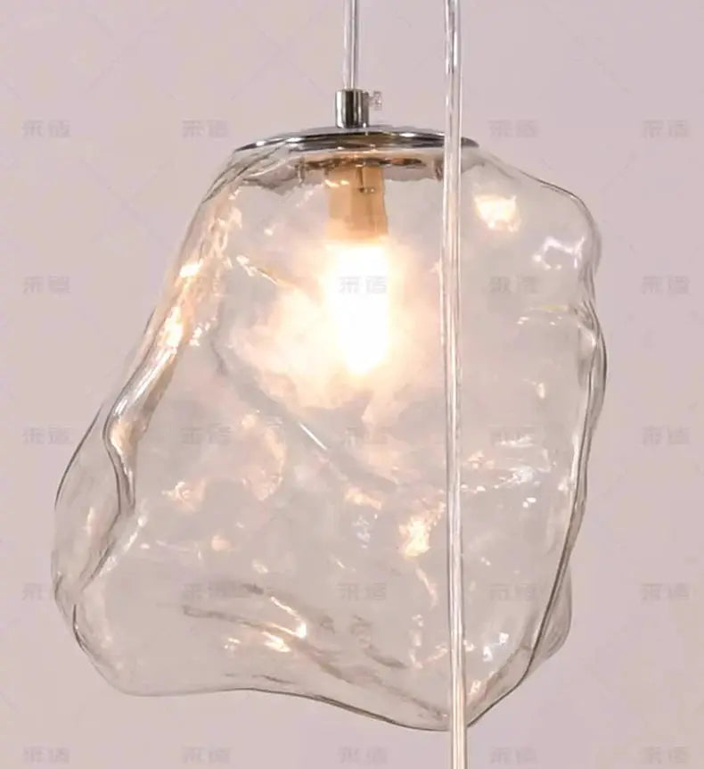 LED pendant light with irregular clear glass shade, modern hanging lamp for living room by Simples Market