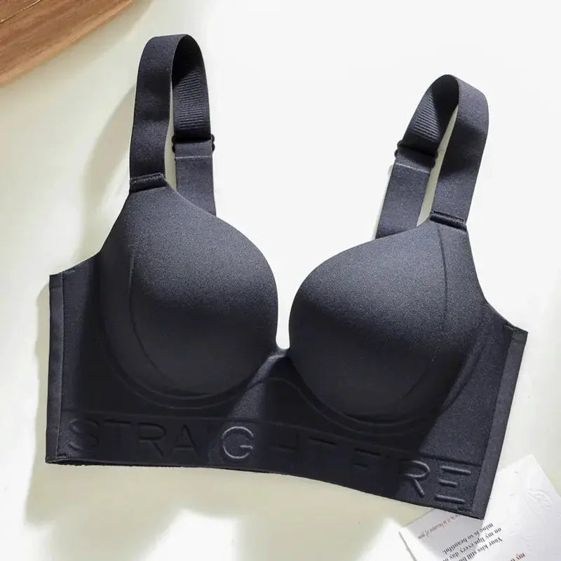 Bra by Simples Market, black padded-cup with wide adjustable straps and a thick elastic band.