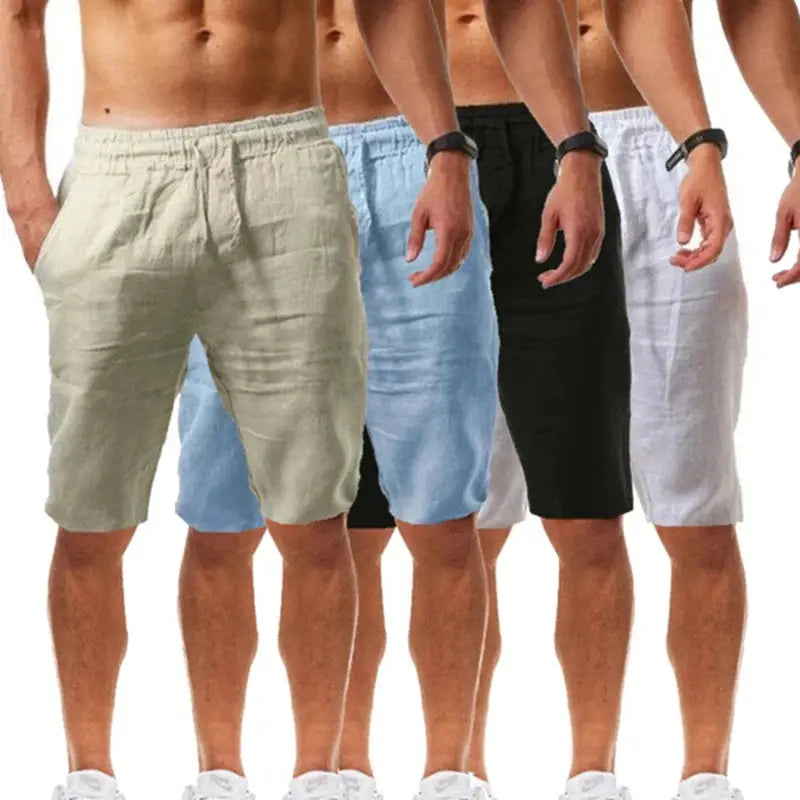 Men's cotton shorts in 5 colorways (beige, light blue, blue, black, white), breathable summer streetwear
