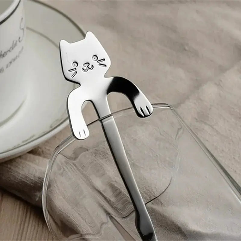 Cat Shaped Stainless Steel Coffee Spoon Purrfect Kitchen Adorable Stirring and Scooping Desserts