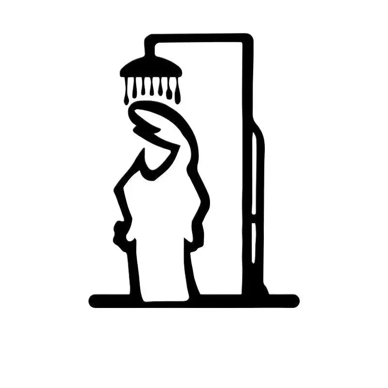 Shower figure metal wall art, black minimalist line design, aluminum plate, Simples Market