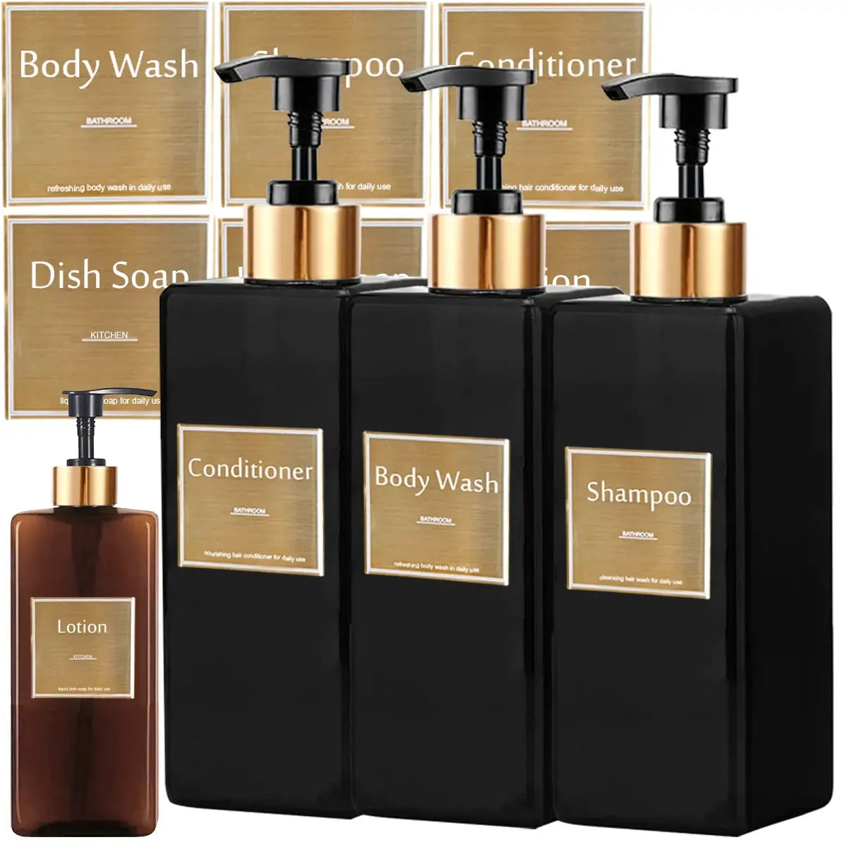 Shower Soap Dispenser Set Refillable Bottles For Shampoo And Conditioner Hand Soap Dish Soap Bathroom And Kitchen