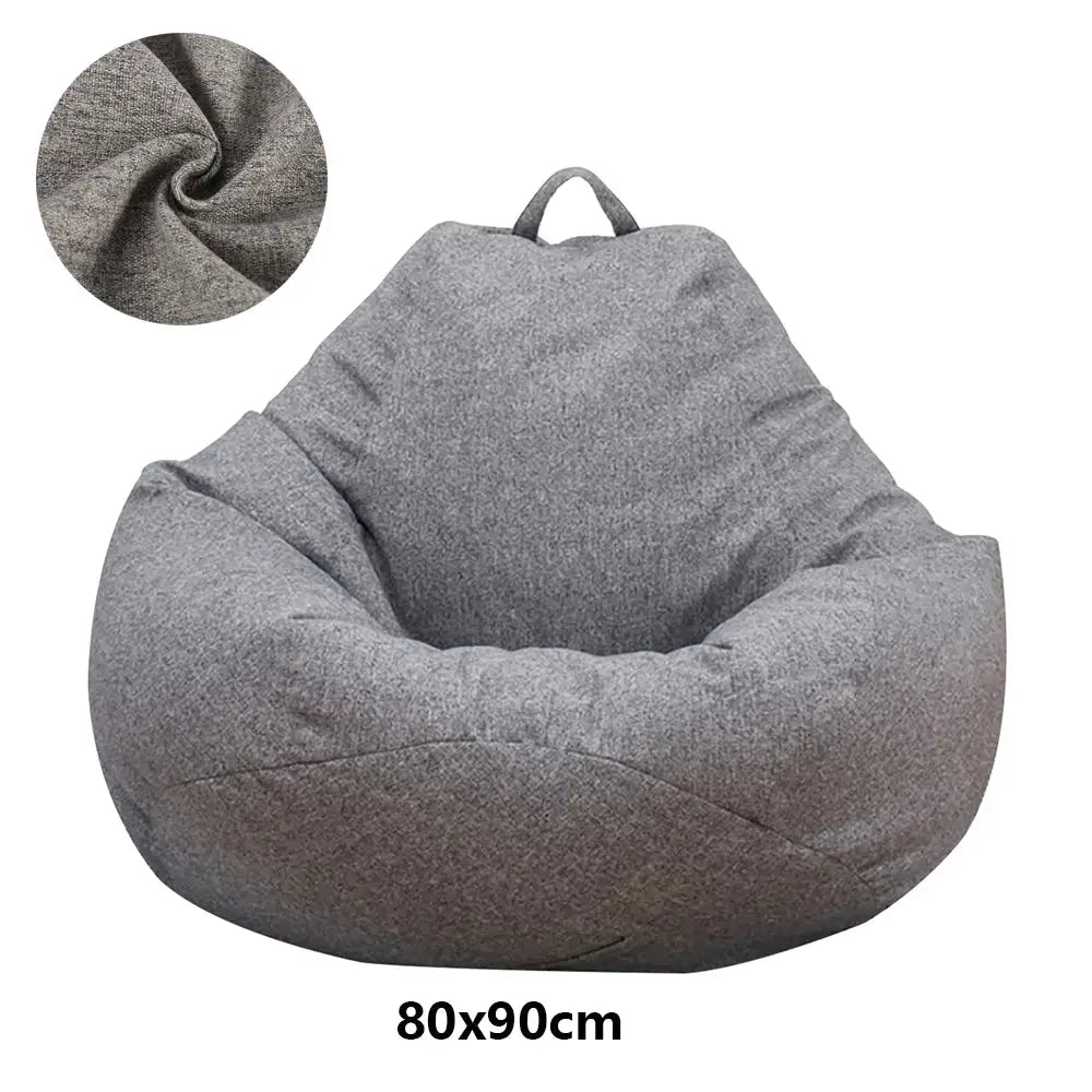 Bean bag cover 80x90cm, gray textured fabric for lazy sofa lounger, without filler