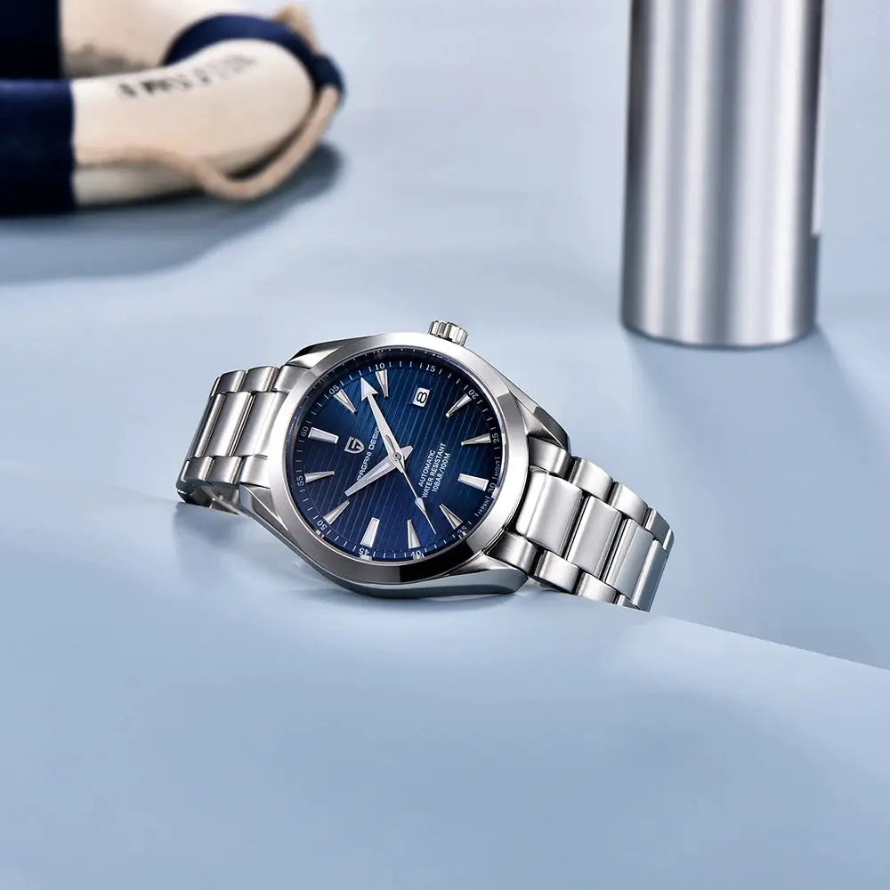Pagani Design A150 40mm men's automatic watch with blue dial and sapphire glass 100m water resistant