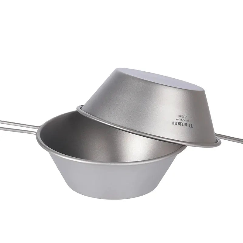 Tiartisan Sierra titanium camping bowls set (2) with fixed handles for ultralight outdoor meals, Simples Market