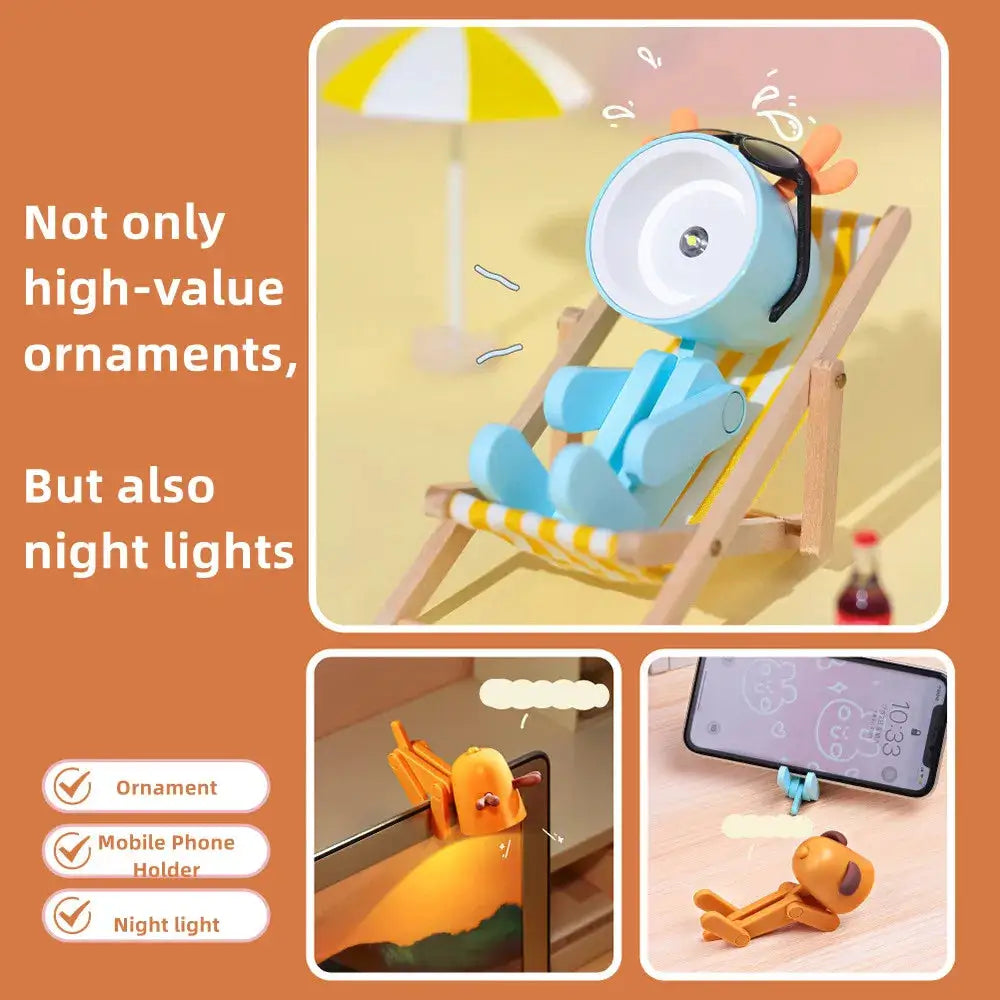 LED mini night light by Simples Market: blue cute dog/deer foldable desk lamp for kids' room