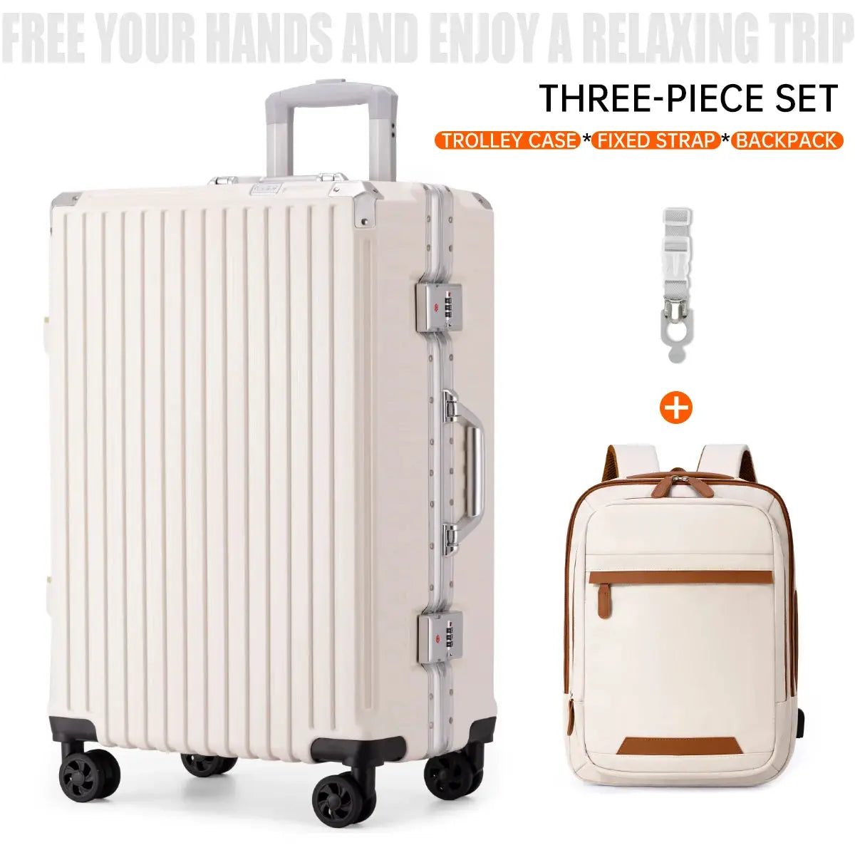 Trolley Luggage Aluminum Frame Rolling Suitcase Durable Carry On With USB Charging And 360 Degree Spinner Wheels