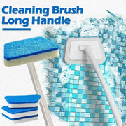 Simples Market bathroom sponge cleaning brush with long white handle and blue sponge head