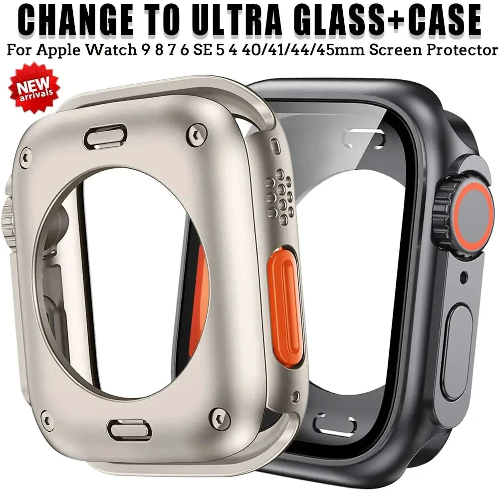 Apple Watch bumper case with front and rear screen protector for 40–46mm, Simples Market ultra glass set