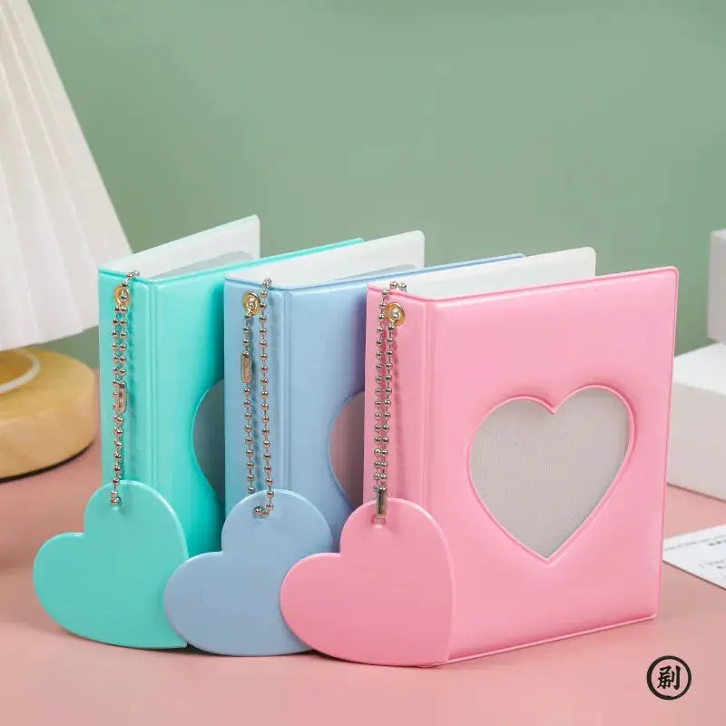1 Piece 3 Inch Photocard Holder Heart Hollow Photo Album With 32 Pockets Card Binder For Mini Idol Pictures Storage Case