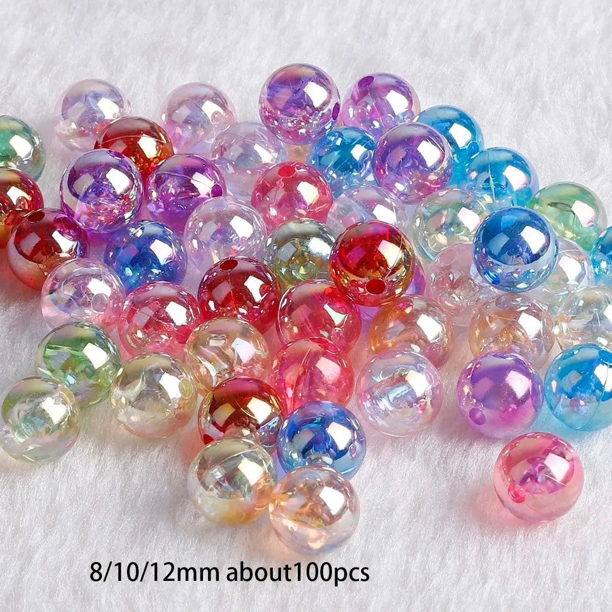 100 Pcs Mixed Color Crystal Round AB Spacer Beads Plastic Loose Beads For DIY Jewelry Making Earrings Accessories