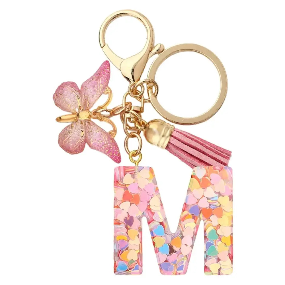 Customizable A To Z Letter Keychain With Resin Pendant Metal Holder Lobster Clasp For Keys Bags And Cars