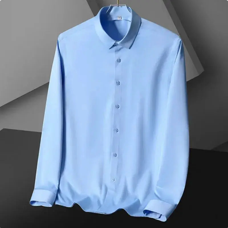 Mens Long Sleeve Non Iron Wrinkle Resistant Dress Shirt White For Business Professional Casual Wear S To 5XL