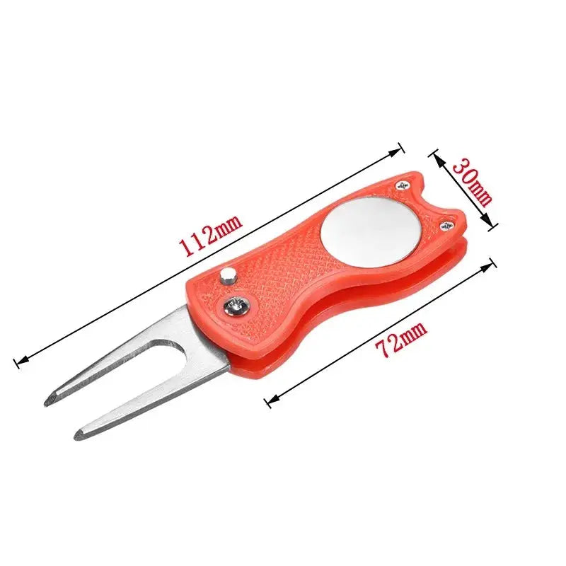 Grearth Golf Divot Repair Tool Foldable Metal With Magnetic Ball Marker For Golf Green Maintenance
