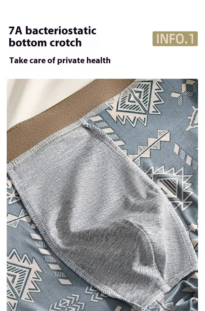 Men's boxer shorts in gray ice-silk fabric, close-up