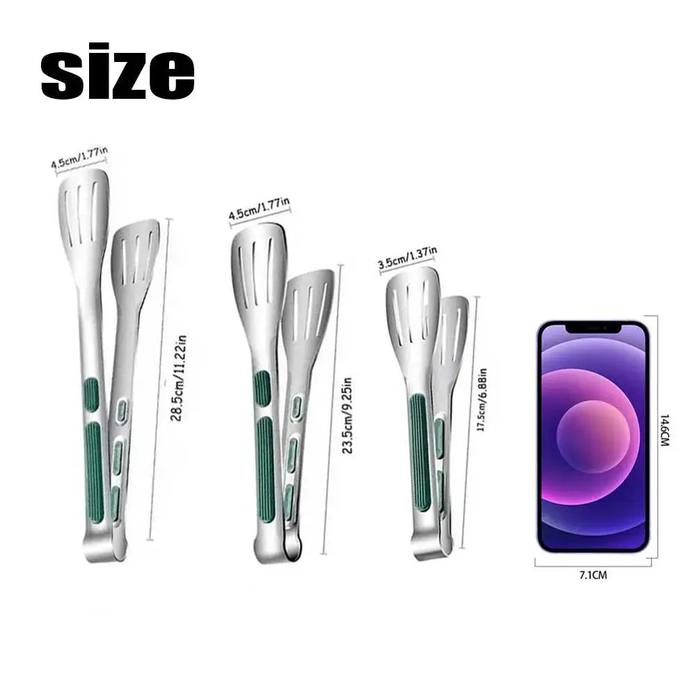 One Piece Non Slip Stainless Steel Food Tongs For Meat Salad Bread Barbecue Grill Buffet Serving And Cooking Tools