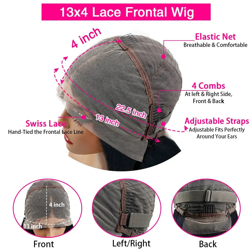 13x6 Chocolate Brown HD Swiss Lace Front Human Hair Wigs Body Wave 46 Inch 200 Density Colored Human Hair Wigs For Women