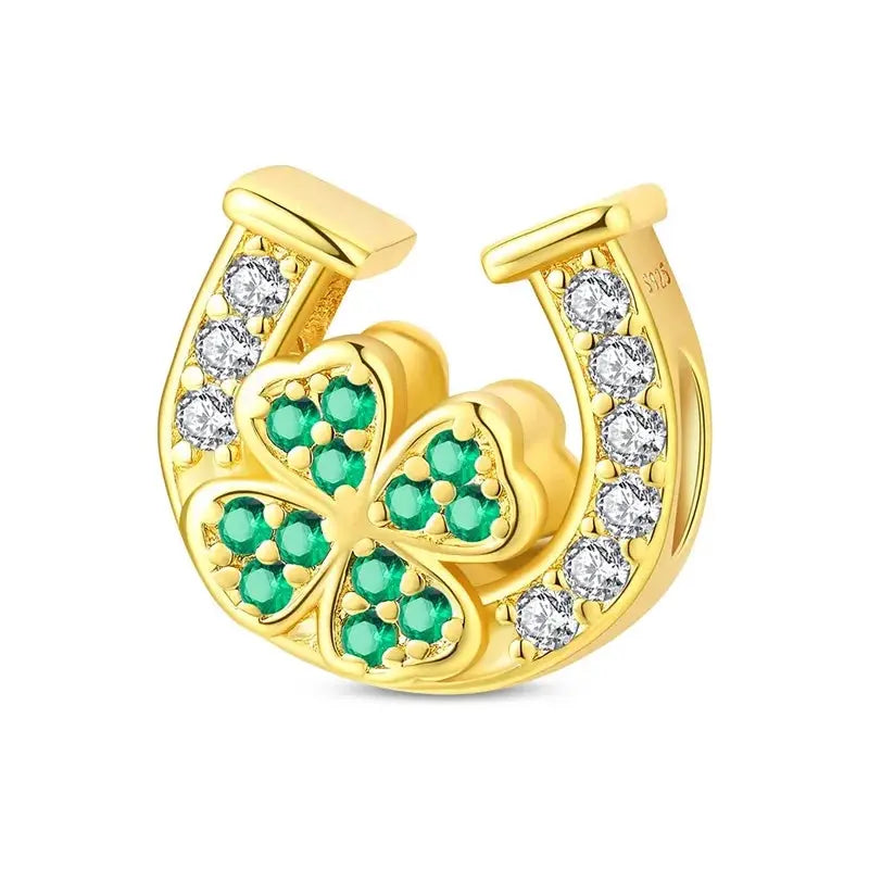 925 Sterling Silver Gold DIY Charms Beads Inlaid Zirconium Sun Leopard Pendants Fit Bracelet For DIY Jewelry Making