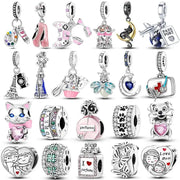 925 Silver Charms Beads for Pandora Style Bracelets Women Animal Charms in Blue Red Green Pink Yellow Gift