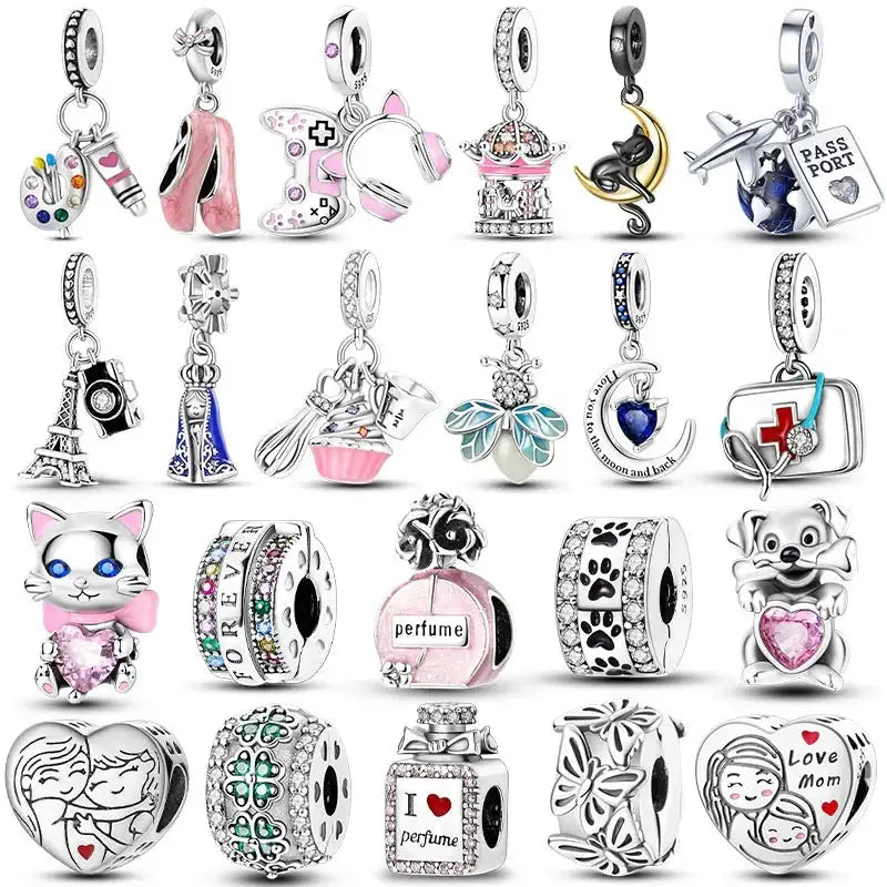 925 Silver Charms Beads for Pandora Style Bracelets Women Animal Charms in Blue Red Green Pink Yellow Gift