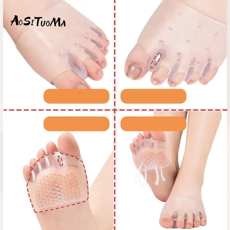 AuraFlex Silicone Front Foot Pads For Bunion Relief And Nighttime Comfort Cushioned Foot Support