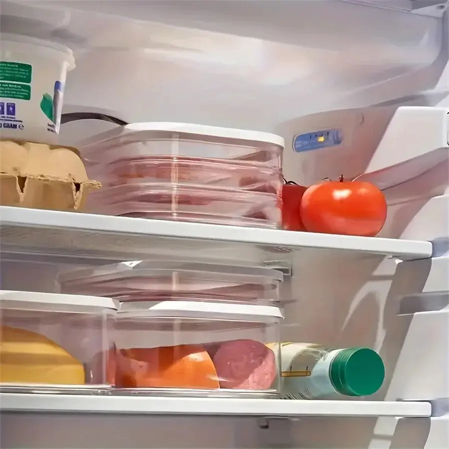 Stackable Meat Storage Container for Fridge with Clear Lid for Deli Meat Bacon Cheese and Meal Prep