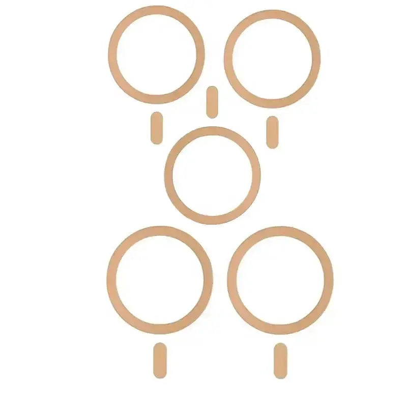 Copper metal plate sticker rings set for MagSafe wireless chargers and magnetic car mounts (5 pcs)