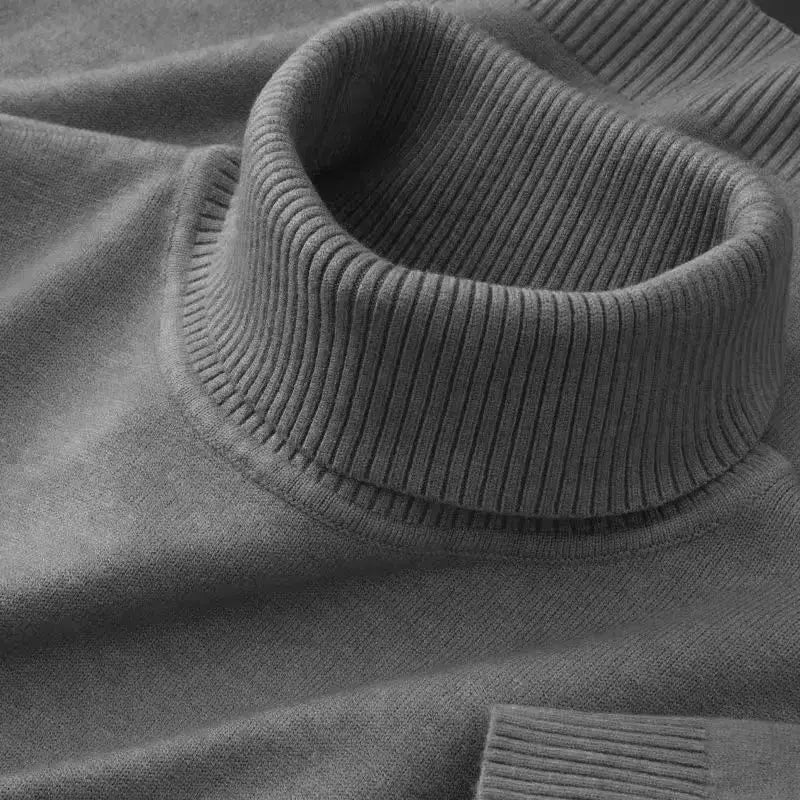 Mens Knitted Sweater Solid Color Turtleneck Pullover Breathable Warm Outdoor Streetwear For Autumn And Business Tops