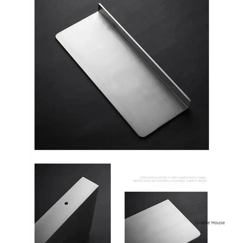 Corner shower shelf in brushed chrome 304 stainless steel for bathroom storage (20/30/40/50 cm)