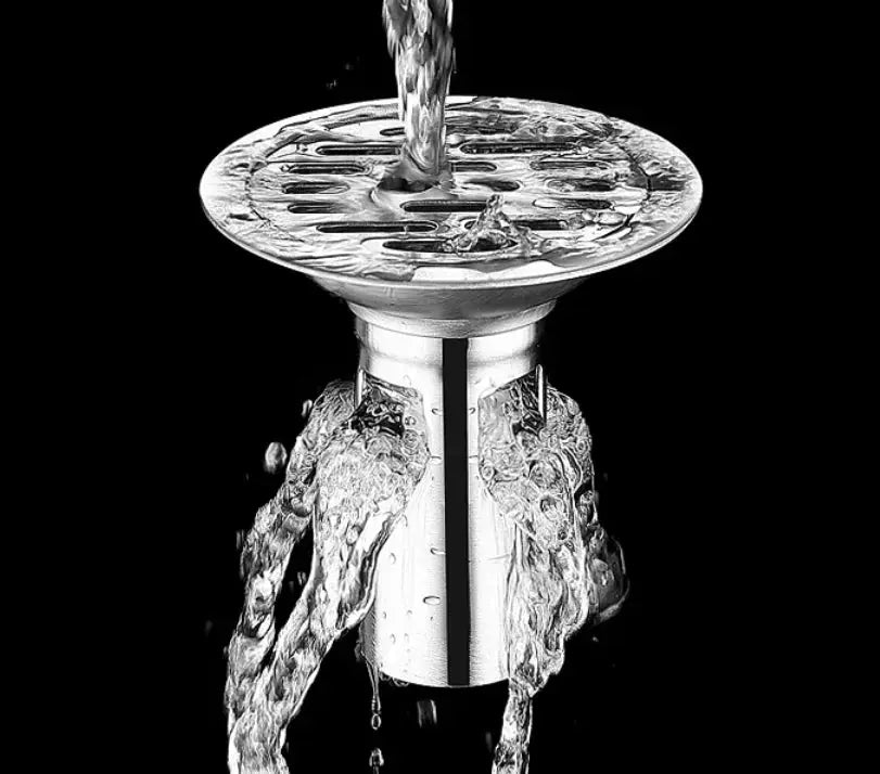 Stainless steel floor drain with slotted top; water flows through, Simples Market bathroom anti-odor hair catcher