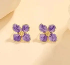 Hypoallergenic Stylish Vintage Flower Stud Earrings Gold Plated Stainless Steel For Women Party Jewelry