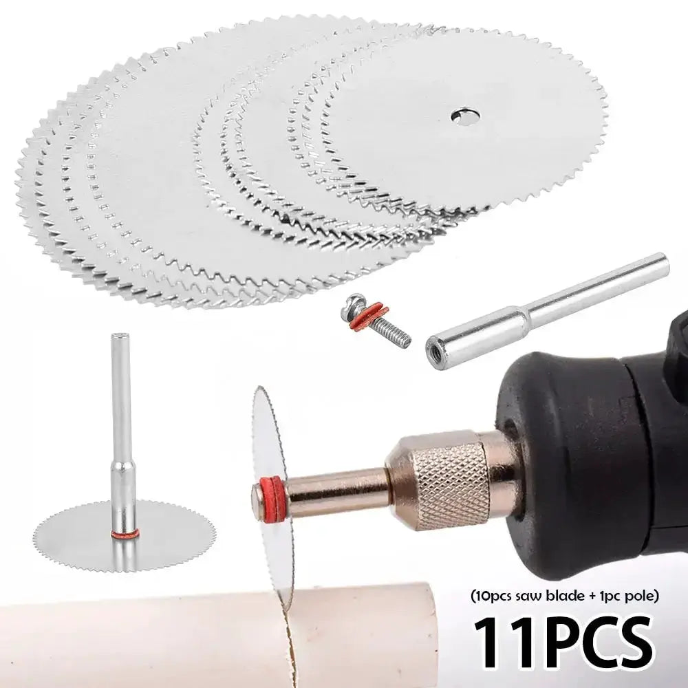 11 Piece Mini Circular Saw Blade Set Stainless Steel Cutting Discs For Wood Metal Plastic Rotary Tool
