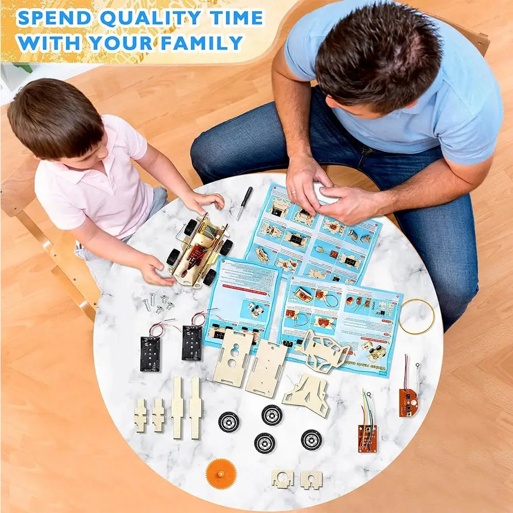DIY Wooden Remote Control Car Kits Four Wheel Drive STEM Educational Toy For Teens And Kids Gifts