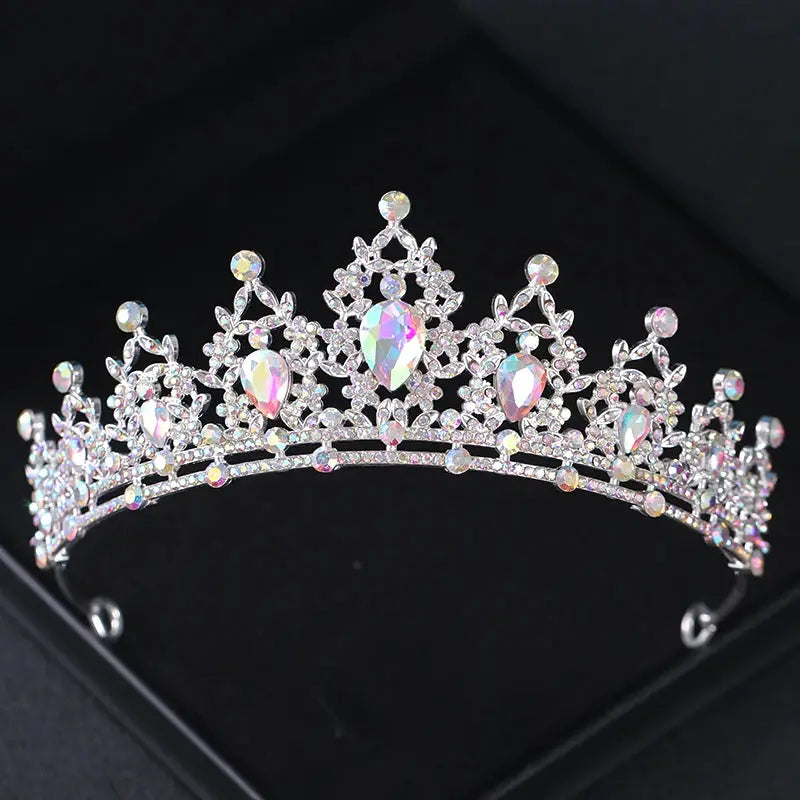 Crystal Wedding Tiara For Bride Silver Color Bridal Crown Diadem Veil Tiaras Hair Accessories Head Jewelry