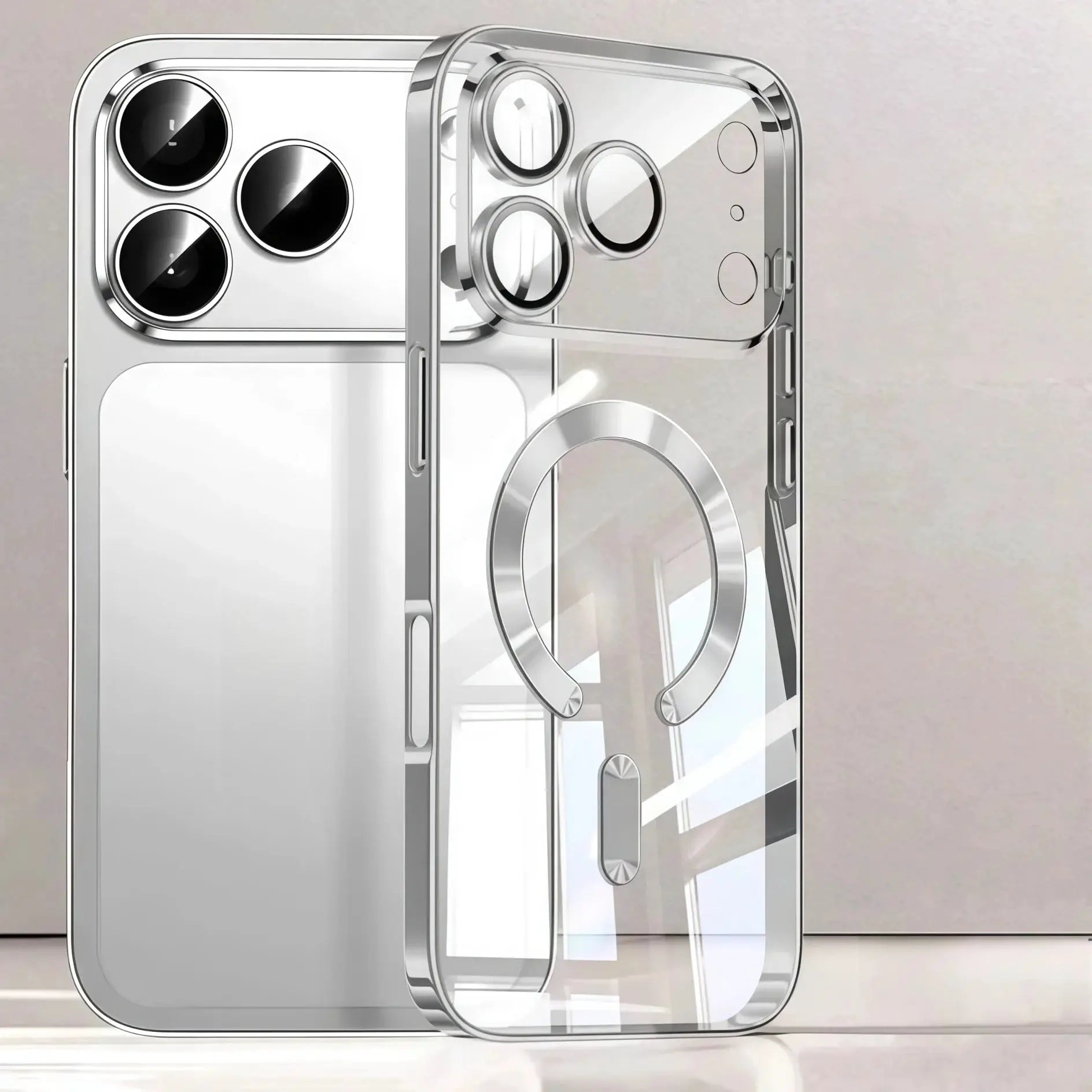 LuxGuard Clear Luxury Plating Camera Protection Case For iPhone 17 Pro Series Soft TPU Magnetic Drop Protection