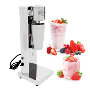 Simples Market 180W 650ml stainless steel milkshake machine with pink strawberry milkshake beside berries