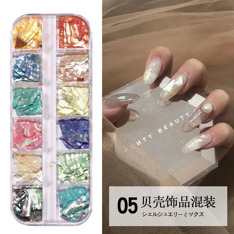 Aurora Abalone Shell Flakes Nail Charms 3D Irregular Slice Sequins Iridescent Natural Shell Shimmers For Nail Art
