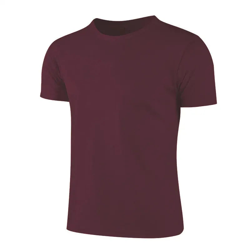 Men's maroon quick-dry athletic T-shirt with short sleeves