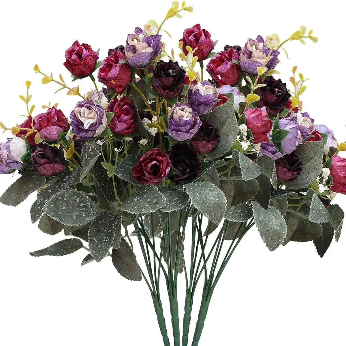 Artificial Silk Rose Bouquet 7 Stems 21 Heads for Wedding Christmas Wreath Home Decor Vase Bridal Bouquets