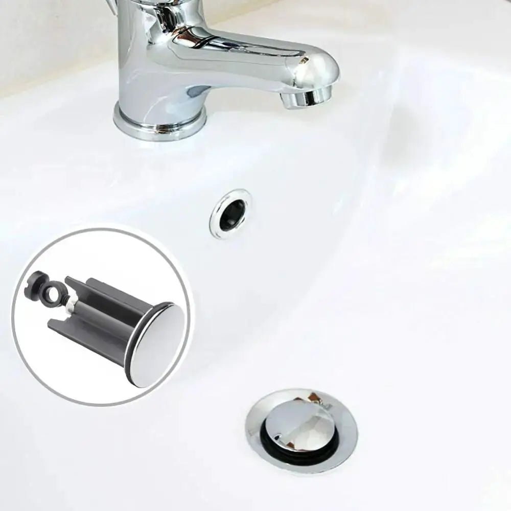 Pop-up drain plug for bathroom wash basin, 40mm, chrome finish; universal replacement