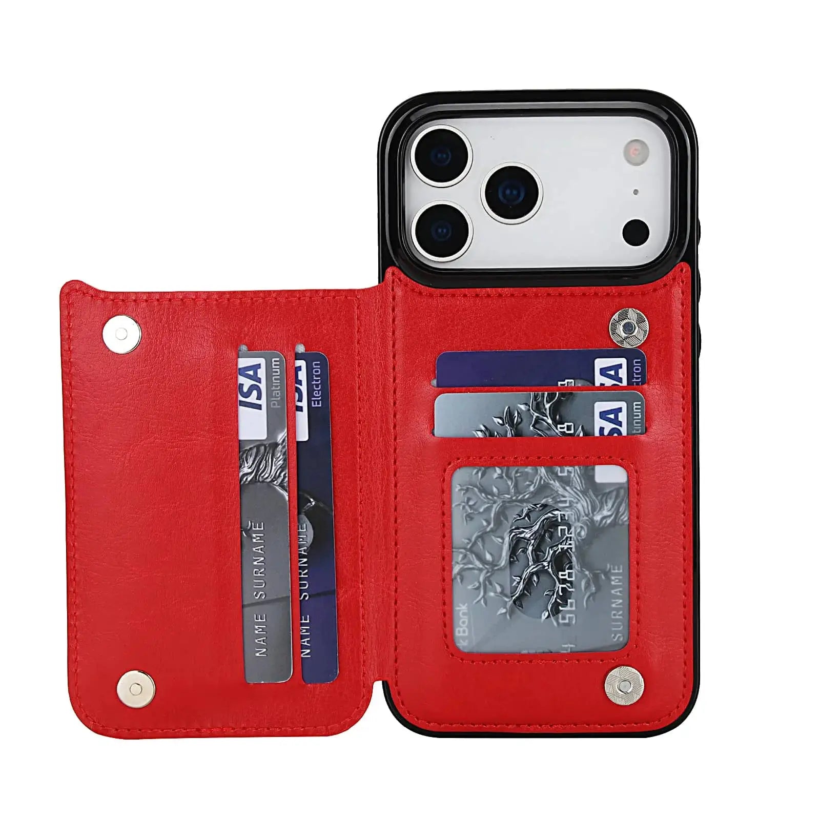 SureShield IPhone 17 Series Wallet Case With Card Holder Kickstand Dual Magnetic Clasp PU Leather