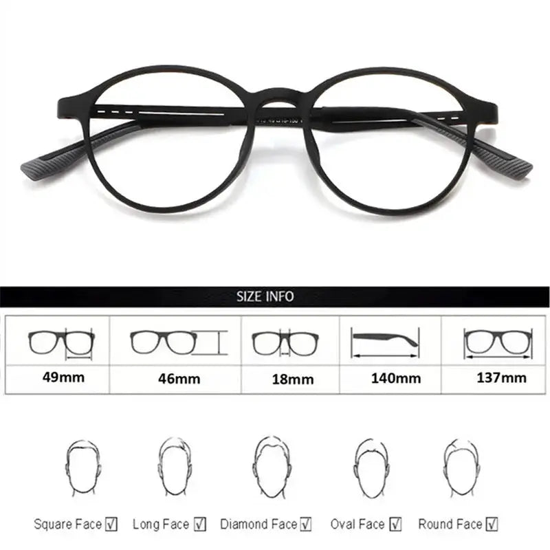 Unisex Ultralight Titanium TR90 Retro Round Prescription Eyeglasses 8g All Day Comfort