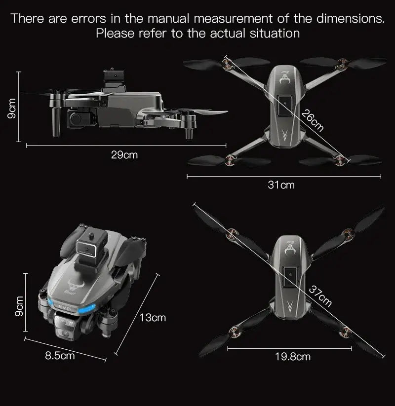 Lenovo SG901 MAX GPS Drone with foldable brushless design and remote, shown in multiple views with dimensions.