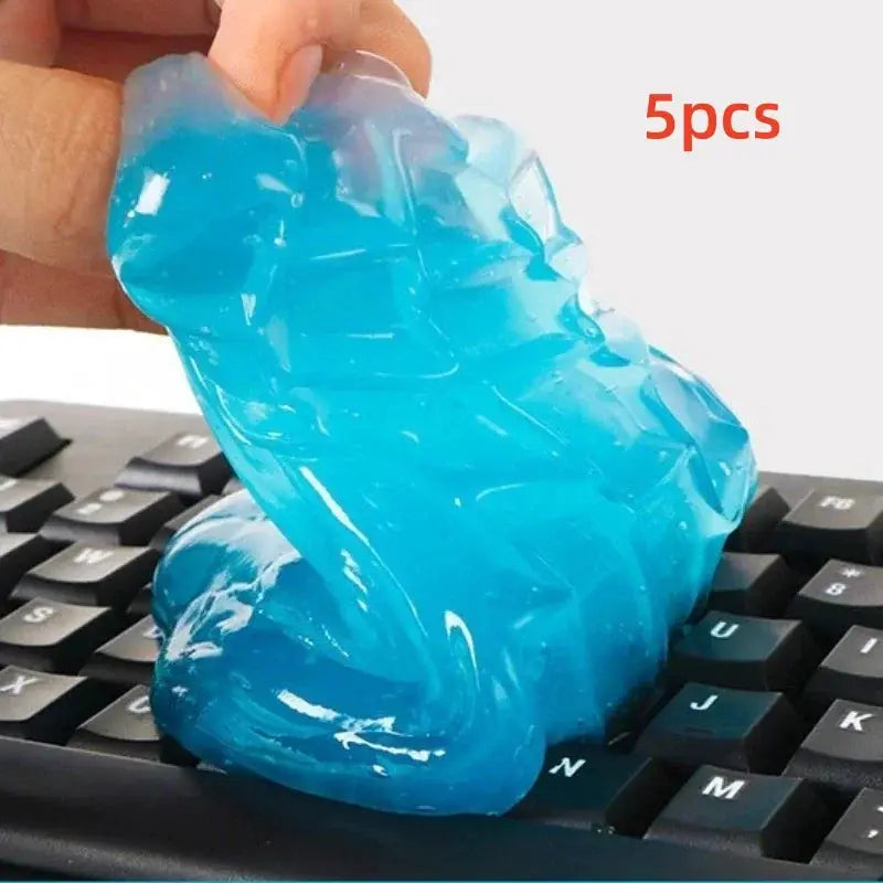 Blue gel cleaning pads set, 5pcs, for keyboard and car cleaning