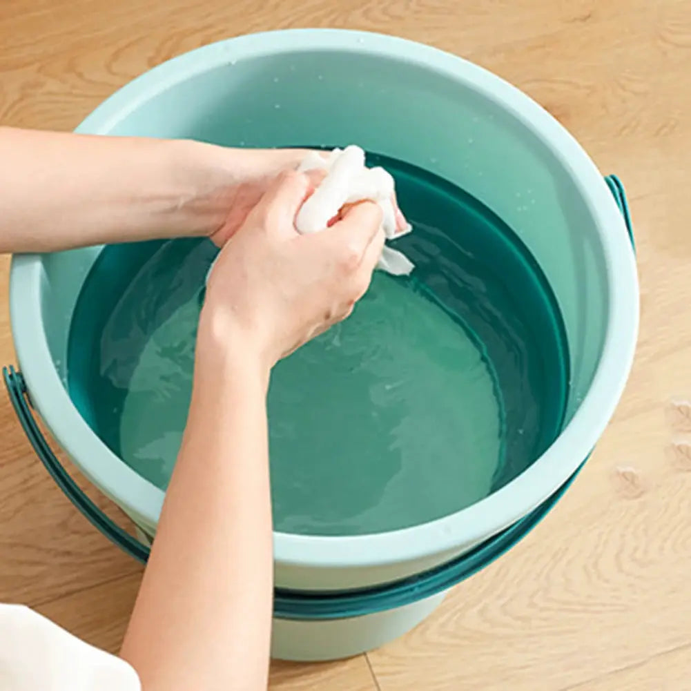 Folding silicone bucket with lid, teal color, 5/10/17L capacity for car wash, camping and outdoor use