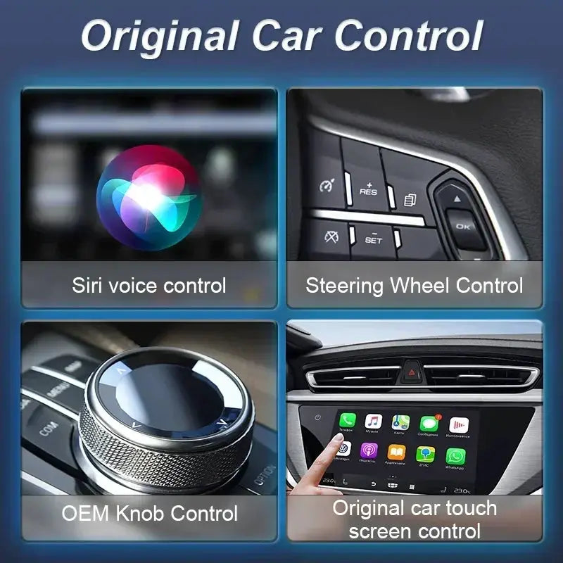 Original FLIXIVI CarPlay Android Auto 2in1 car infotainment adapter by Simples Market with Siri, wheel, knob controls