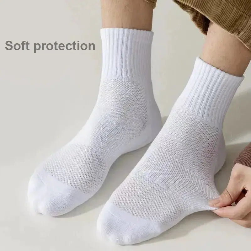Men's White Cotton Deodorant Winter Socks 1 Pair Mid Tube With Velvet Bottom And Thickened Towel Basketball Socks