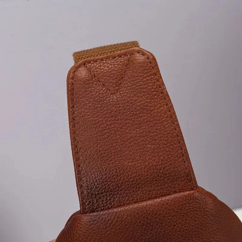 Simples Market men's brown genuine top-grain leather chest bag, crossbody style